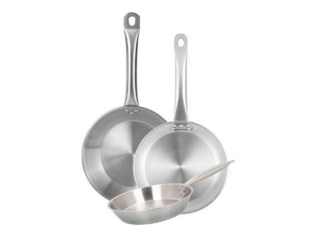 Well Home Set de 3 Poêles Ø20Ø24Ø28cm en Inox, Adaptées à l'induction et SANS antiadhésif
