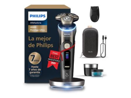 Philips i9000 Prestige Ultra, rasoir électrique pour homme, rasoir à barbe humide et sèche, technologie SkinIQ Pro, base de chargement, rechargeable, étui haut de gamme, centre de nettoyage, XP9405/31
