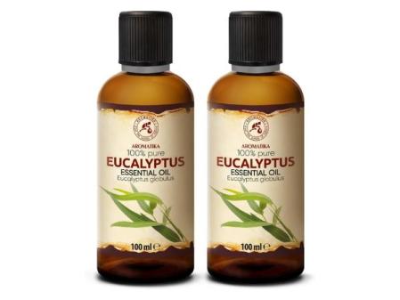 Huile Essentielle d'Eucalyptus 2x100 ml - Eucalyptus Globulus - Naturelle et Pure - Huiles Essentielles pour Diffuseurs - Parfums d'Intérieur - Bougies - Sauna - Arôme Eucalyptus - Aromathérapie