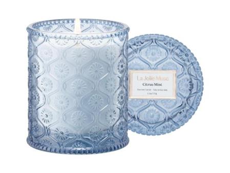 LA JOLIE MUSE Bougie Parfumée Citron Menthe, Bougie en Cire Naturelle pour la Maison, Temps de Combustion 55 Heures, Décoration et Parfum de la Maison, Pot en Verre, 230g