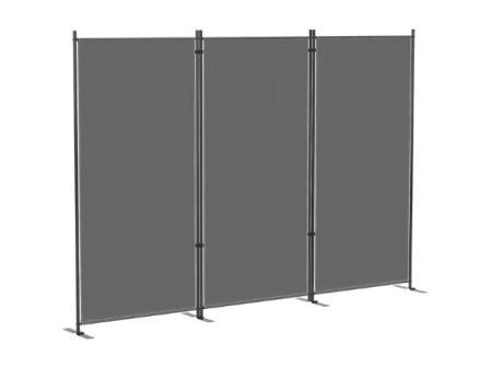 Outsunny Paravent 3 Panneaux, 260x180 cm, Paravent de Séparation de Pièce avec Support en Métal, Protection UPF 30+, pour Intérieur, Extérieur, Jardin, Patio, Terrasse, Gris Foncé