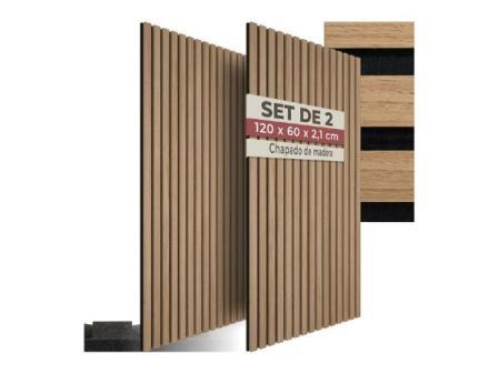 MasquePack - Set x1 Panneau Acoustique Décoratif en Bois de Noyer Clair Régulier - Panneaux Muraux Décoratifs, Absorption Acoustique (120x60 - Gris, 1)