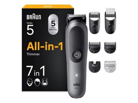 Braun Body Trimmer Series 5 BG5555, Rasoir corps pour peaux sensibles, +7 accessoires de rasage, autonomie 100 min, coupes et rasages, résistant à l'eau, gris