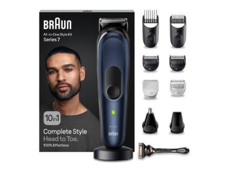 Braun Tondeuse à barbe Series 7 Machine de coupe de cheveux, rasoir, kit de tondeuse à cheveux pour hommes 10 en 1 pour barbe, cheveux, épilation masculine, MGK7410