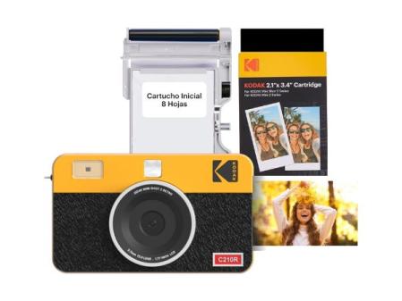 KODAK Mini Shot 2 Retro 4PASS Appareil photo instantané et imprimante photo 2 en 1 (5,3 x 8,6 cm) + Pack de 38 feuilles, Jaune