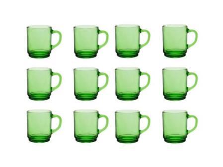 MAXHOME-Tasse Duralex Versallles 260 ml, lot de 12 tasses avec anse en verre, rose, bleu, vert