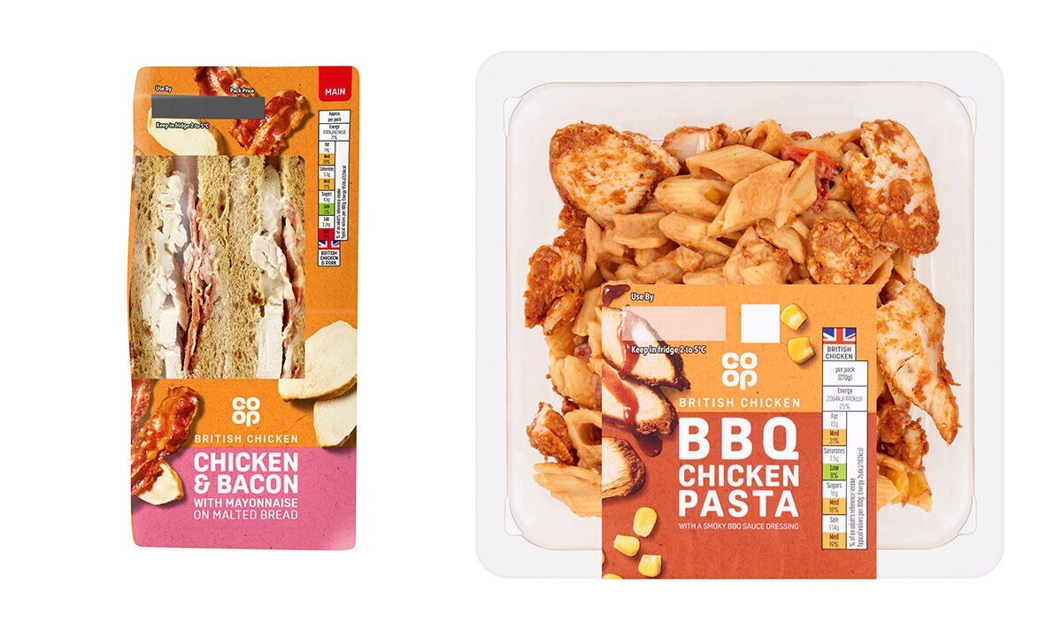 Sandwich au poulet et bacon, pâtes au poulet BBQ