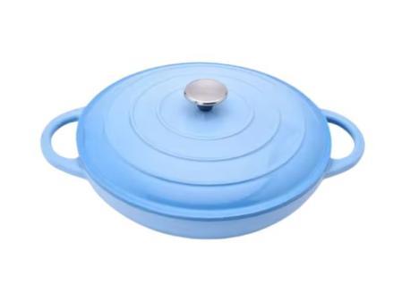 MAXWORK Cocotte Pot rond en fonte émaillée Φ30, profond, peu profond, intérieur en émail de haute qualité, pot antiadhésif, facile à nettoyer, orange