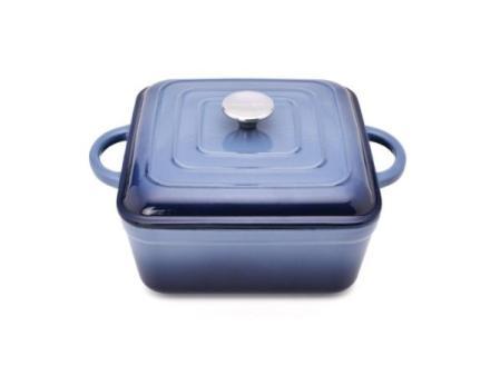MAXWORK Cocotte Φ24 Pot à Soupe Carré en Fonte Émaillée, Émail Intérieur de Haute Qualité, Pot Antiadhésif, Facile à Nettoyer, Rouge