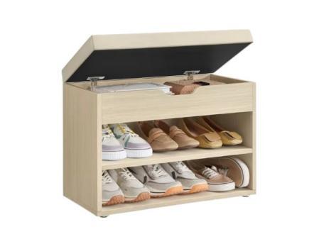 VASAGLE Banc à Chaussures, Meuble à Chaussures avec Assise Rembourrée, Banc de Couloir avec 3 Compartiments et Assise Rembourrée, 30 x 60 x 44 cm, pour Entrée Chambre Salon, Beige Naturel/Blanc Nuage/Marron Rustique