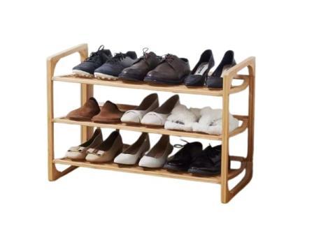 HOMCOM Étagère à chaussures à 3 niveaux en bambou pour 9 paires de chaussures 76x33x51 cm Naturel