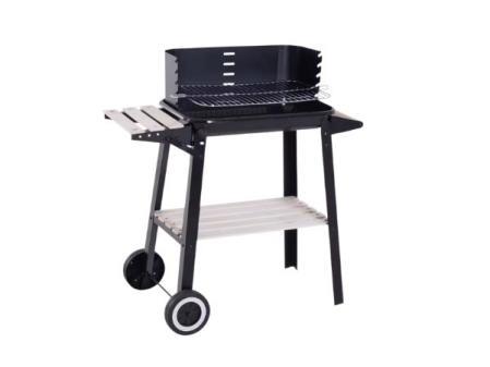 Barbecue à charbon Outsunny Grilles réglables en hauteur Etagères Roues 83x37x87 cm