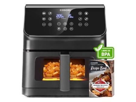 Friteuse à air pratique Cosori 6,2 L avec friteuse à air de fenêtre 1700 W, technologie Rapid Air, 55 % d'énergie en moins, 13 modes automatiques, utilisation facile, panneau tactile LED, intérieur en acier inoxydable, jusqu'à 205 °C et 60 min