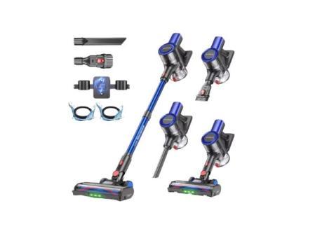 Aspirateur sans fil Erabros EV2, aspiration élevée 450 W 55 Kpa, affichage LED, aspirateur balai à main pour sols, tapis et poils d'animaux