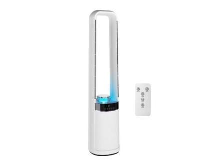 HOMCOM Ventilateur tour silencieux, ventilateur sans pales avec lumières LED 4 couleurs, télécommande, minuterie 12 heures, oscillation 45°, 3 vitesses, blanc