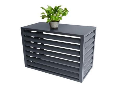 Couvercle de climatiseur en aluminium avec support de fleurs, grille extérieure, clôture pour appareil extérieur, écran décoratif, clôture de confidentialité avec stores (couleur : noir