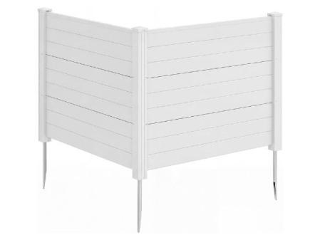 COSTWAY Clôture de jardin en PP à 2 panneaux, 1220 x 95 mm, écrans d'intimité avec piquets de sol pour climatiseur et poubelle, droite ou en forme de L, clôture extérieure (blanc)