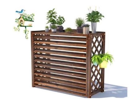 Generic Housse de climatiseur en bois – Écran en treillis pour clôture extérieure et support de fleurs, cache d'unité de climatisation en bois massif, 4 tailles disponibles