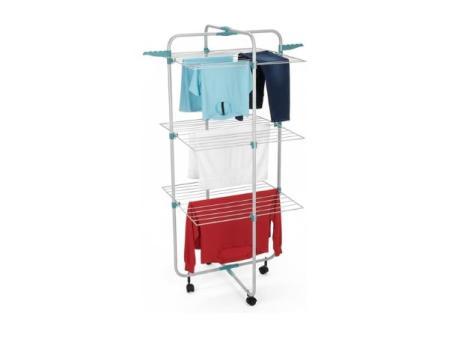 Corde à linge pliante verticale 30M 3 niveaux avec roulettes 61×71×135cm - Corde à linge pliante en acier pour intérieur et extérieur - Portant à vêtements pliable qui permet d'économiser de l'espace et du temps