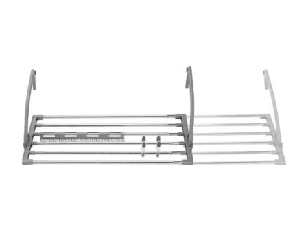 Jata HOGAR HTEN2402 - Corde à linge extensible pour balcon et radiateur, longueur 6 m, acier inoxydable, pliable, avec 20 pinces et pinces à chaussettes