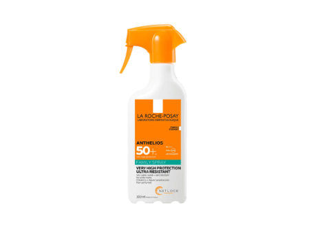 Anthelios Family Spray SPF50 de La Roche-Posay, crème solaire corporelle en format spray pour toute la famille.