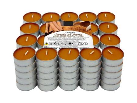 Bougies chauffe-plat aromatiques - Durée de combustion de 4 heures (bâton de cannelle, 100 bougies)