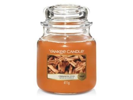Bougie parfumée Yankee Candle | Bougie bâton de cannelle en pot moyen | Durée de combustion : jusqu'à 75 heures