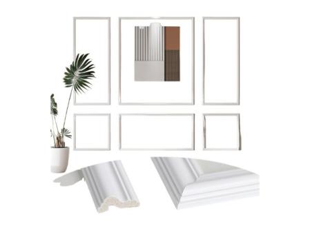 Arthome Kit de moulures prédécoupées pour murs 6 cadres, panneaux préfabriqués pour décoration murale intérieure, panneaux décoratifs pour murs salons chambres, installation avec colle (incurvé)