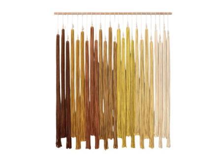 UXORSN Grande tapisserie murale en macramé bohème chic perles pompon jaune dégradé géométrique esthétique bohème décoration murale tissée à la main pour chambre à coucher, salon, bureau