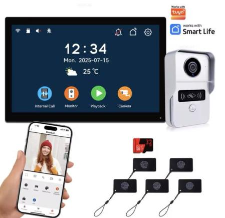 Interphone vidéo WiFi 2 fils avec moniteur