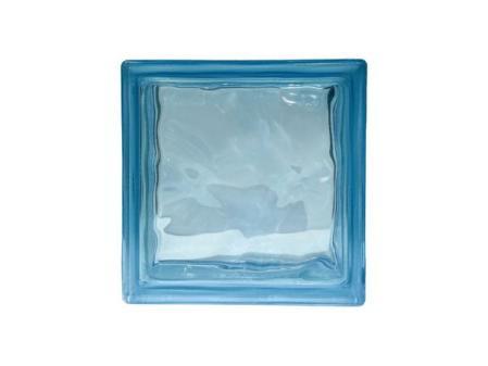 Pavés Smart Bloc de verre ondulé Coloré dans la masse Bleu Clair | Dimensions 190x190x80 mm | Euros/pièce. 5,80 |Unité de vente : une boîte de 6 pcs.