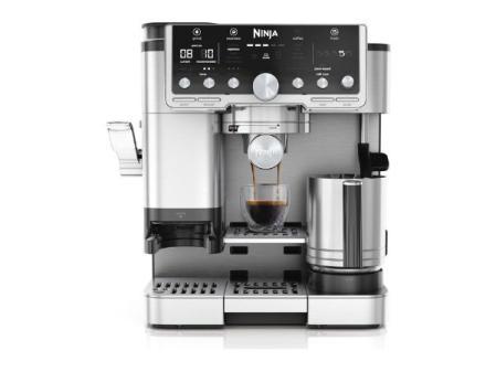 Ninja Luxe Pro Cafetière 3 en 1 pour expresso, infusion à froid et café filtre avec broyeur et mousseur intégrés – 25 réglages de mouture et 5 préréglages de mousse – Argent, ES701EU