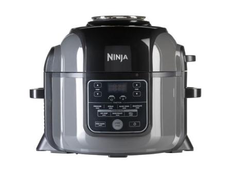 Ninja Foodi Cuisinière électrique multifonction, 6 L, 7 fonctions en 1, autocuiseur, friture à l'air libre, cuisson lente, grill et plus encore, en acier galvanisé et noir, OP300EU