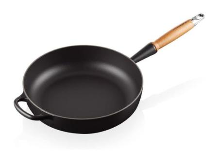 LE CREUSET Signature Poêle à Frire avec Manche en Bois en Fonte, 28 cm, 2,6 L, Noir Mat, 20259280000422