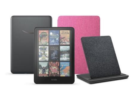 Kindle Colorsoft Signature Edition (32 Go) sans publicité, un étui en tissu Amazon et une base de chargement sans fil Made for Amazon