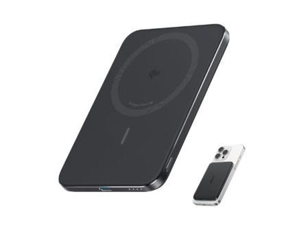 Anker Nano certifié Qi2 15 W Power Bank Magsafe ultra fin 5 000 mAh, chargeur portable compatible avec MagSafe, design ergonomique, pour iPhone 17/16/15/14, noir