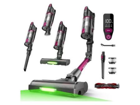 FAMIVAC FV3 Aspirateur sans fil 60KPa/50Min/120㎡, barre pliable, autoportant avec brosse anti-emmêlement et lumière verte, 1,5 kg léger, aspirateur à main pour sols/tapis/cheveux/voiture