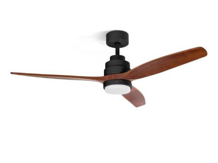 Ufesa Ventilateur de Plafond avec Lumière LED, 40W, 6 Vitesses, Ultra Silencieux, 3 Pales en Bois Naturel 132cm, Fonction Été - Hiver, Minuterie 8h, 3 Niveaux d'Éclairage, Télécommande, Noir - Chêne
