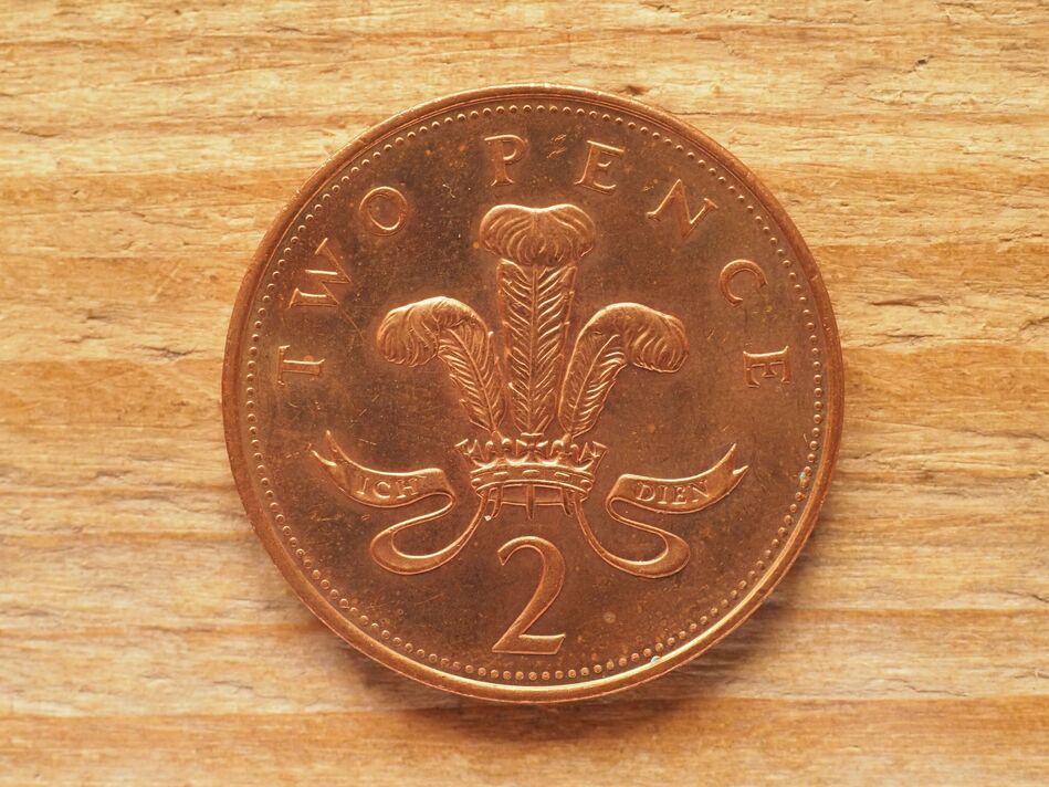 Pièce de 2 pence, revers, monnaie du Royaume-Uni