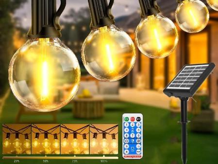 Guirlande de Lumières LED Solaires G40 de 7-25 Mètres