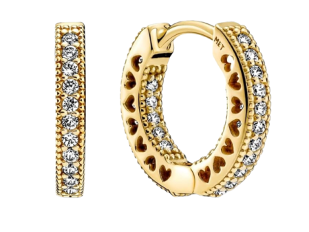 Boucles d'oreilles créoles cœur pavé Signature PANDORA