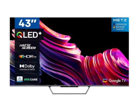 Téléviseur intelligent Metz QLED+ 4K 43 pouces avec écran mat et Google TV